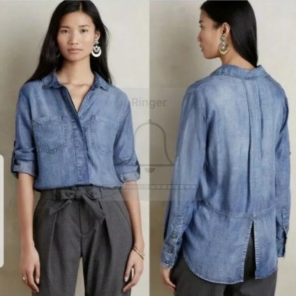Cloth & Stone Womens Sz S Button Down Shirt Denim